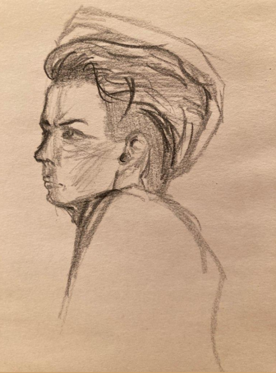 This piece was from a life drawing class that they did when they were practicing portraits
